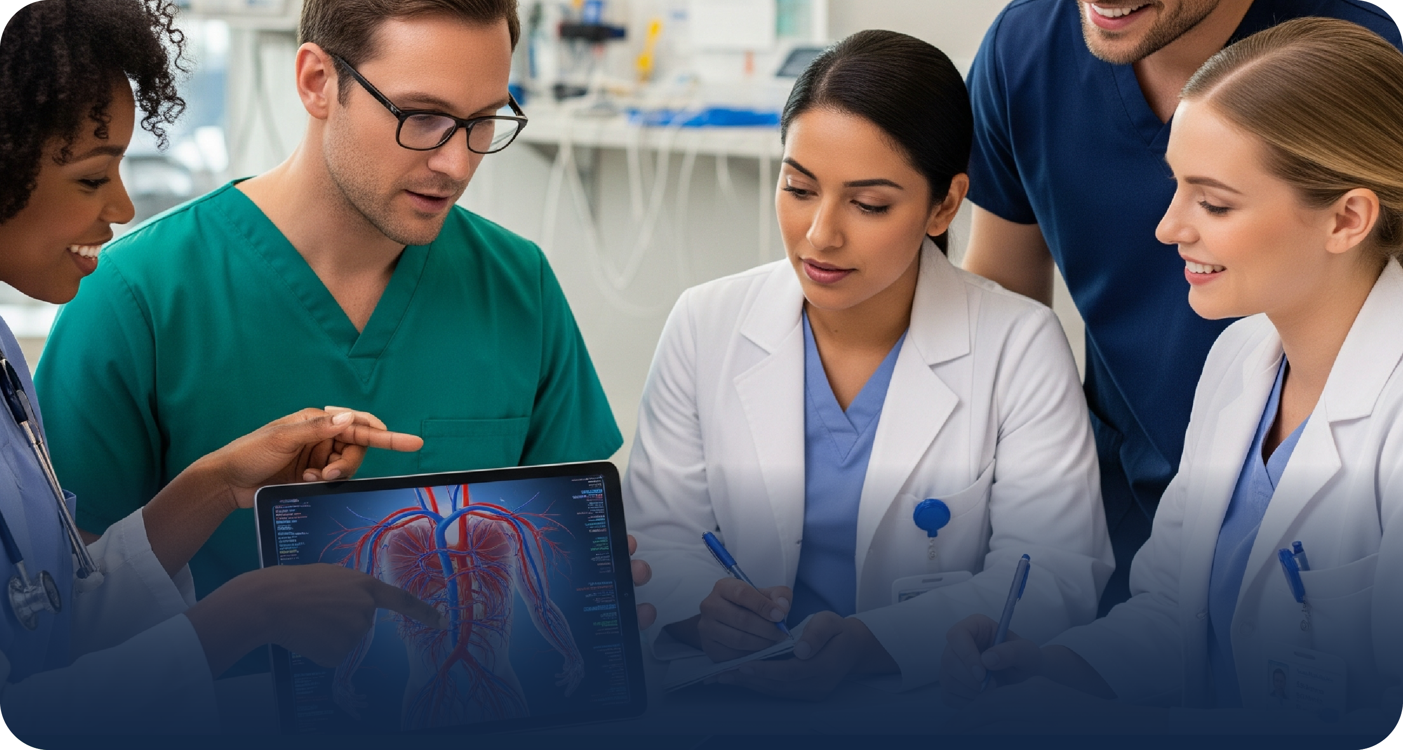 Group of diverse individuals in a discussion session